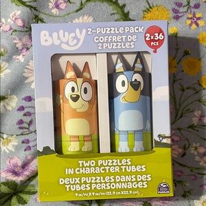 Bluey 2-Puzzle Pack - Bluey and Bingo/ Orange and Blue Character Tubes /Puzzles